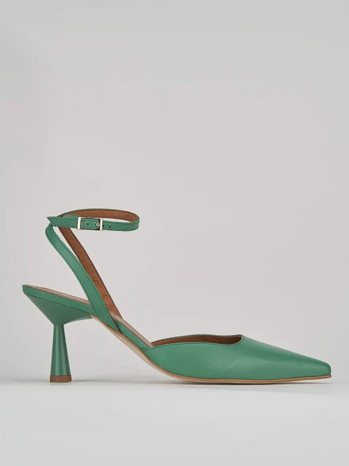 Décolleté e slingback tacco 7cm pelle verde
