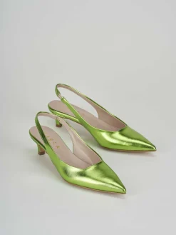 Décolleté e slingback tacco 3cm laminato verde