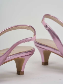 Décolleté e slingback tacco 3cm laminato rosa