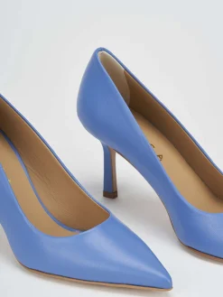 Décolleté e slingback tacco 7cm pelle azzurro