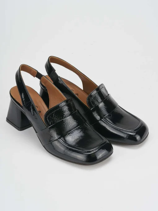Décolleté e slingback tacco 6cm vernice nero