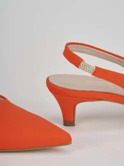 Décolleté e slingback tacco 3cm licra arancio