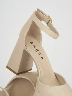 Décolleté e slingback tacco 9cm pelle beige