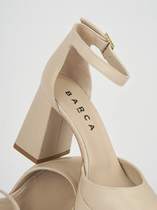Décolleté e slingback tacco 9cm pelle beige