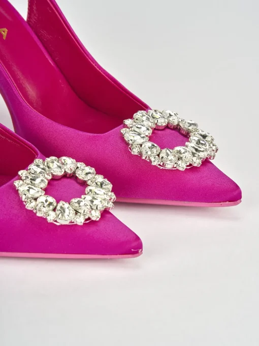 Décolleté e slingback tacco 9cm raso rosa