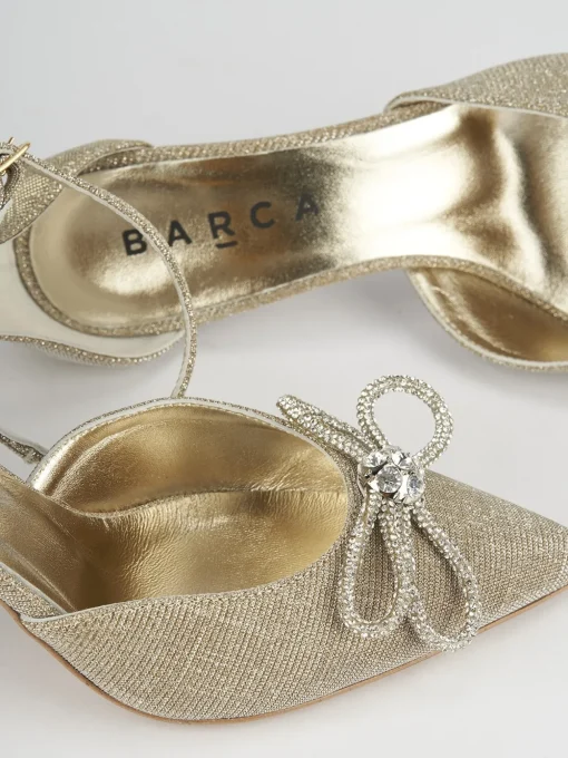 Décolleté e slingback tacco 7cm glitter oro
