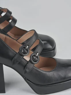 Décolleté e slingback tacco 7cm pelle nero