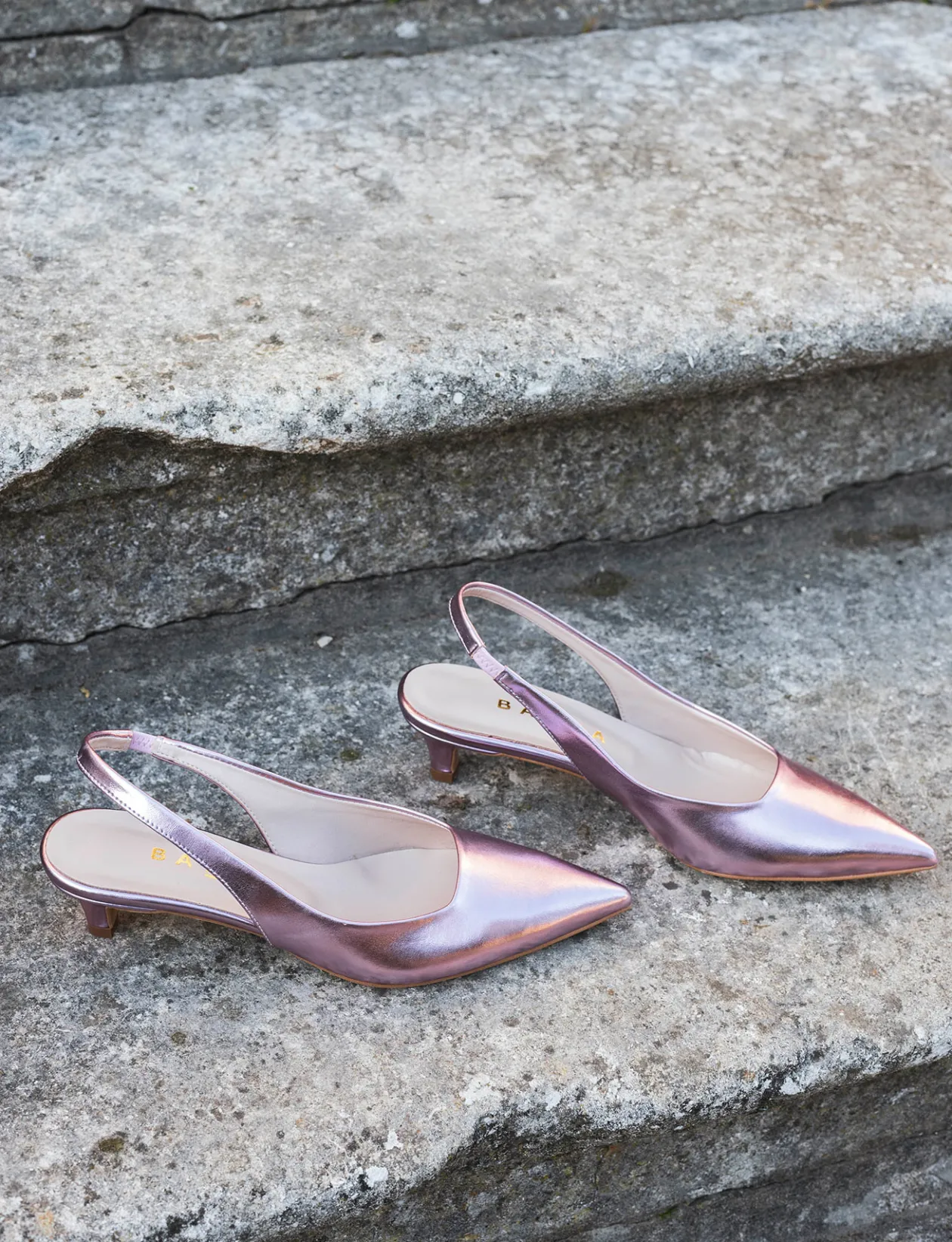 Décolleté e slingback tacco 3cm laminato rosa