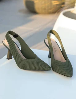 Décolleté e slingback tacco 7cm pelle verde