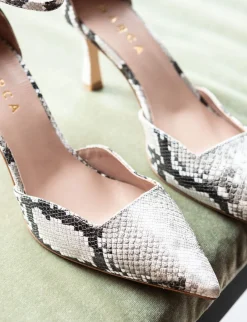 Décolleté e slingback tacco 8cm pitone beige