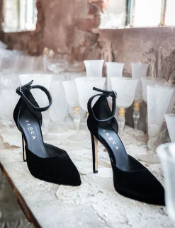 Décolleté e slingback tacco 11cm velluto nero