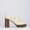 Decolte mocassino tacco 9 cm bianco pelle