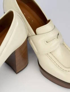 Decolte mocassino tacco 9 cm bianco pelle