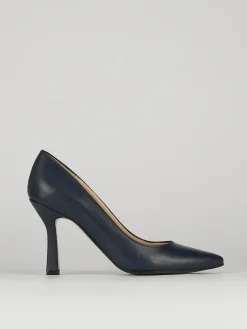 Decolte tacco 8cm blu pelle