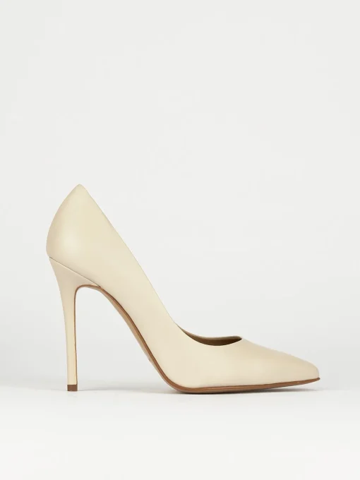 Decolte' tacco 11 cm beige pelle