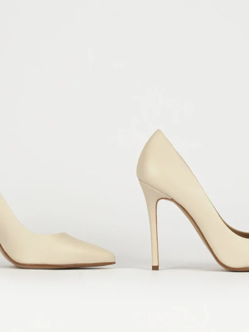 Decolte' tacco 11 cm beige pelle