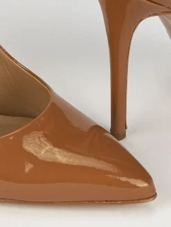 Decolte' tacco 11 cm marrone vernice