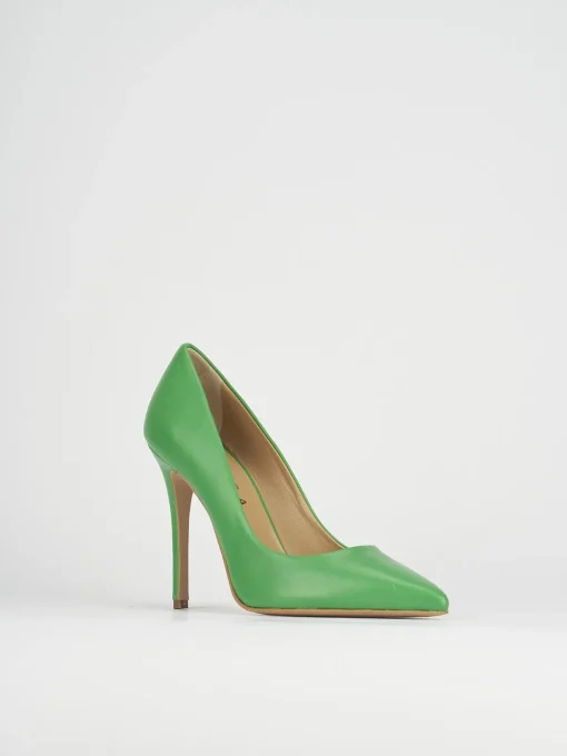 Decolte' tacco 11 cm verde pelle