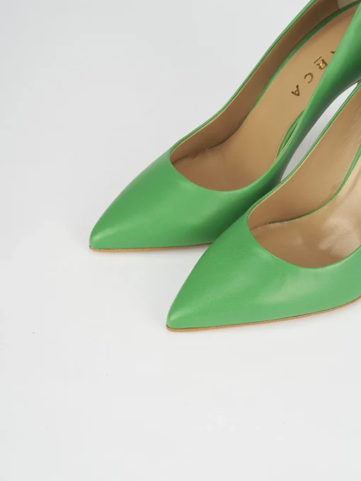 Decolte' tacco 11 cm verde pelle