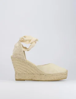 Espadrilla zeppa 8 cm beige camoscio