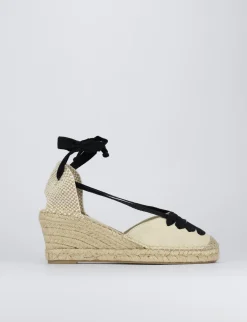 Espadrilla zeppa 8 cm beige camoscio
