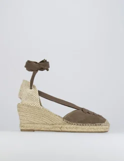 Espadrilla zeppa 8 cm beige camoscio