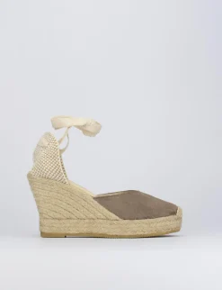 Espadrilla zeppa 8 cm beige camoscio