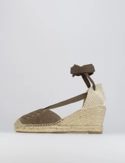 Espadrilla zeppa 8 cm beige camoscio