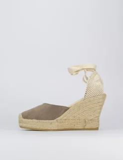 Espadrilla zeppa 8 cm beige camoscio