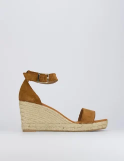 Espadrilla zeppa 8 cm marrone camoscio