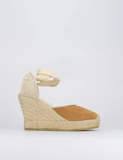 Espadrilla zeppa 8 cm marrone camoscio
