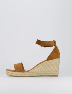 Espadrilla zeppa 8 cm marrone camoscio