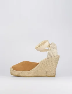 Espadrilla zeppa 8 cm marrone camoscio