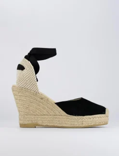 Espadrilla zeppa 8 cm nero camoscio