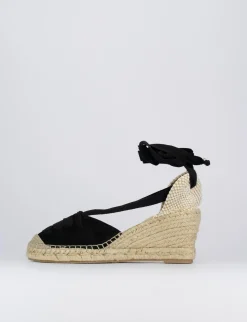 Espadrilla zeppa 8 cm nero camoscio