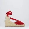 Espadrilla zeppa 8 cm rosso camoscio