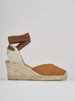Espadrillas tacco 6cm camoscio marrone