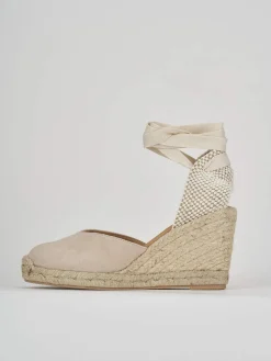 Espadrillas tacco 8cm camoscio beige