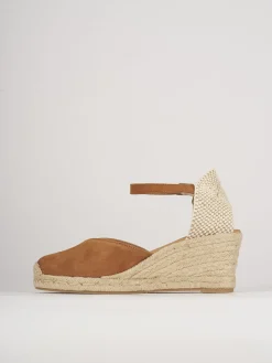 Espadrillas tacco 6cm camoscio marrone
