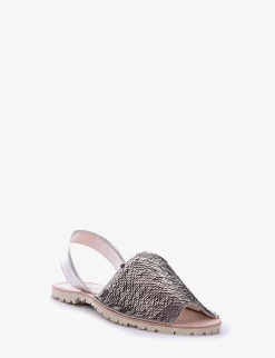 minorchina con fondo in gomma e soletto in vera pelle argento