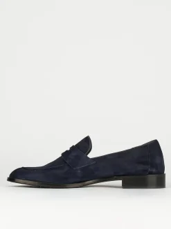 Mocassini tacco 1cm camoscio blu