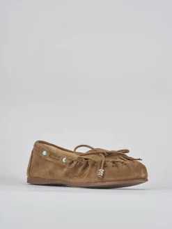 Mocassini tacco 1cm camoscio marrone