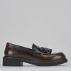 Mocassini tacco 3cm pelle marrone