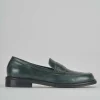 Mocassini tacco 1cm pelle verde