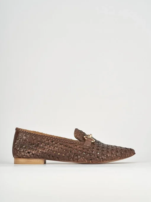 Mocassini tacco 1cm pelle marrone