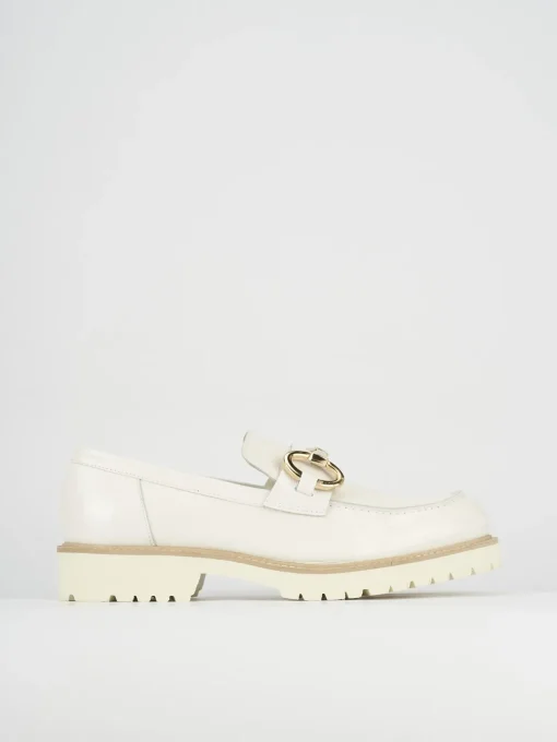 Mocassini tacco 2cm pelle bianco