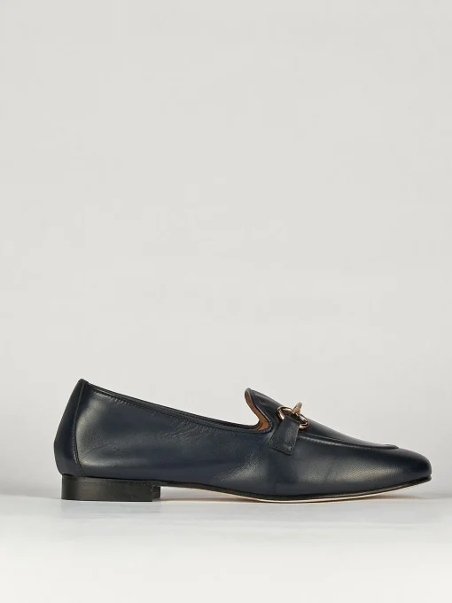 Mocassini tacco 1cm pelle blu