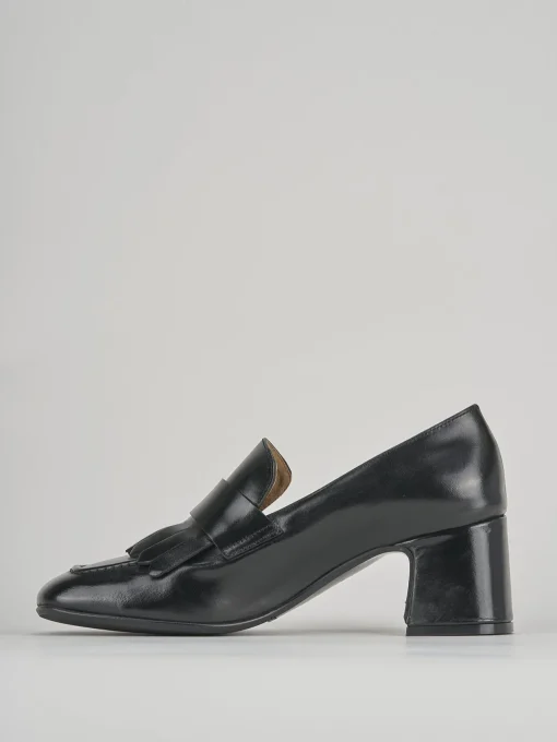 Mocassini tacco 5cm pelle nero