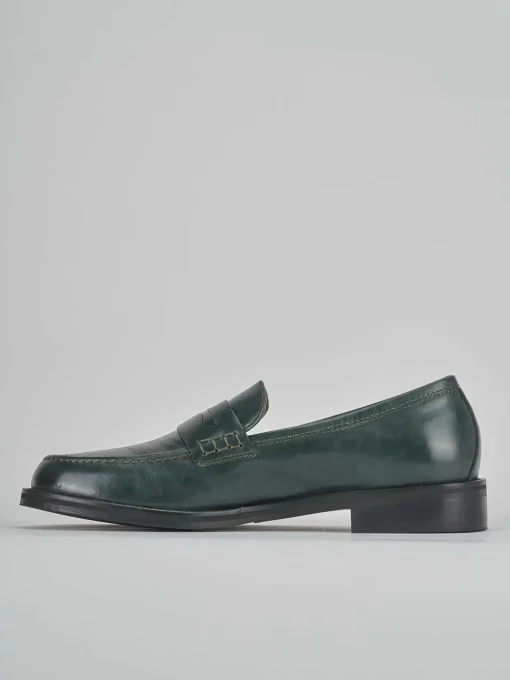 Mocassini tacco 1cm pelle verde