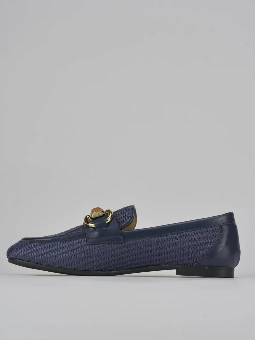 Mocassini tacco 1cm pelle blu